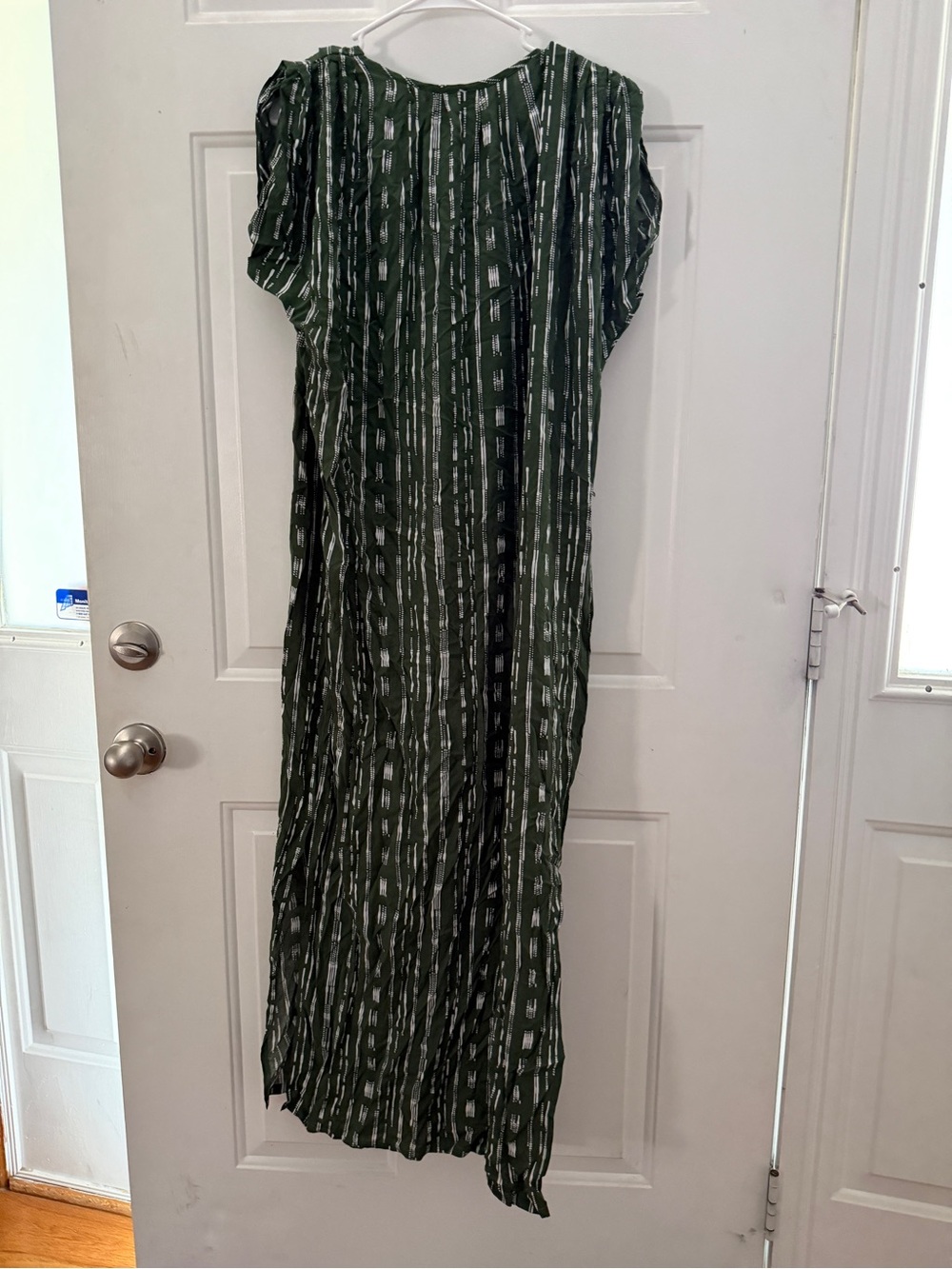 Anthropologie Green Patterned V-Neck Maxi Dress - Picture 4 of 5